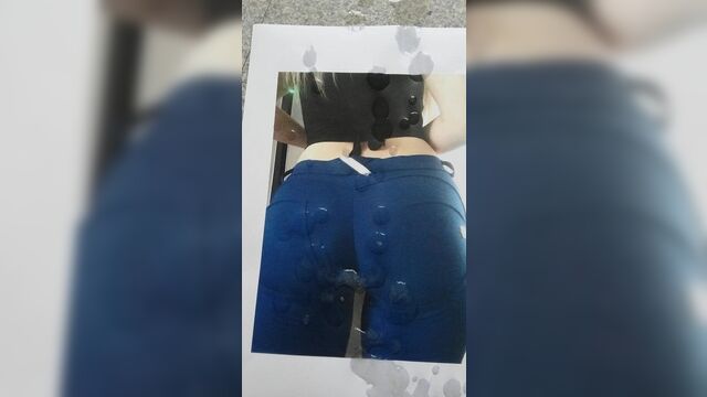 Cumtribute on freddy wr up jeans ass