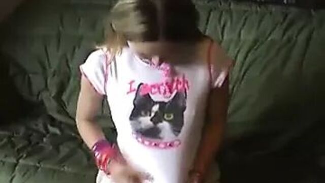 Tiny teen Kitty in a cute little pink skirt