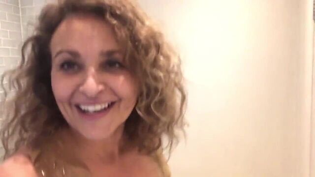 Nadia Sawalha tapes her tits