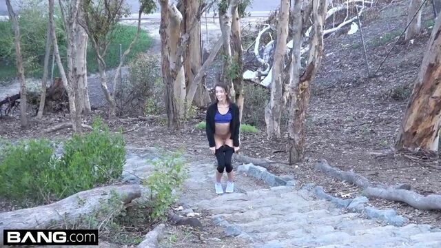 Charity Crawford gets her petite pussy stretched outdoors