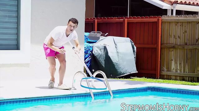 Stepmother with big boobs Becky Bandini fucks and swallows