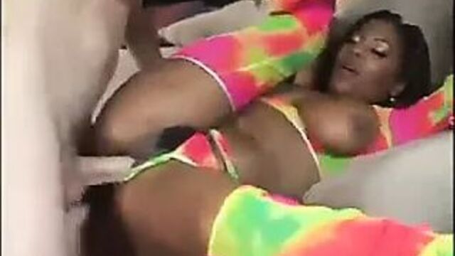Busty Ebony loves White Cocks
