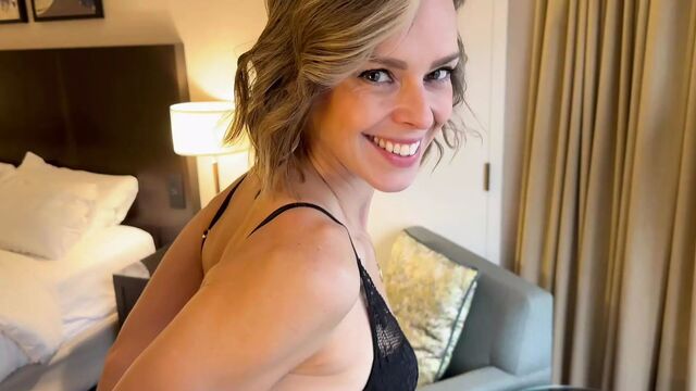 Husband watches and cums on wife's face while she's tied up, fucked and creampied by his friend