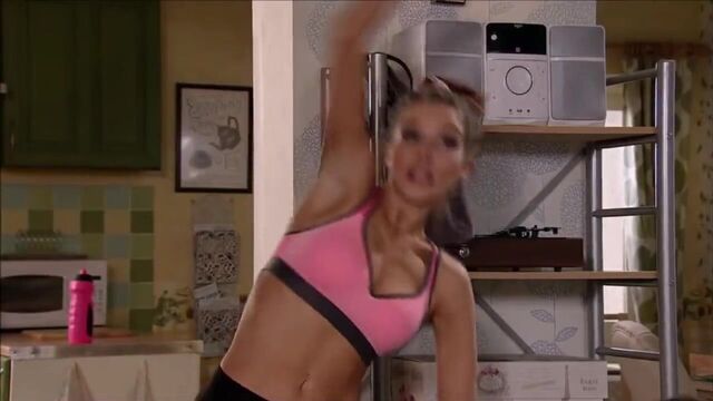 Helen Flanagan working out on Coronation Street