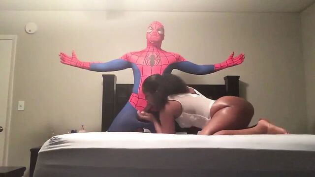 Black Spiderman Fucks Big-Booty Ebony bitch in Sex-Tape