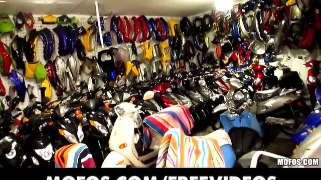 Biker girl with perfect set of tits is fucked doggystyle