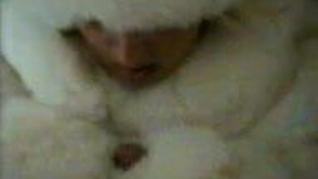 Furry Girl - Jerking her man off with fur coat and mittens